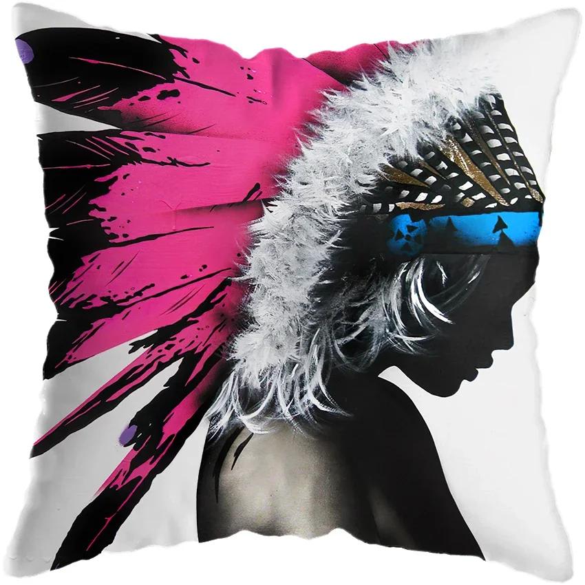 Home Decor Fashion Afro Black Women Girls Sofa Pillowcases Bedroom Living Room Cushion Covers