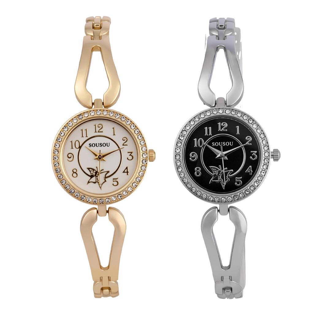 Women Watches Quartz Dial Bracelet Rhinestone Chain Ladies Clock