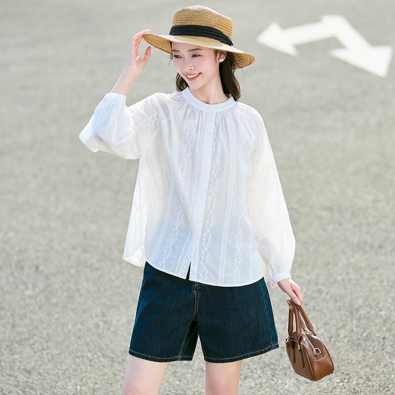 

TonLion Women s 2025 Autumn Embroidered Long Sleeve Shirt S