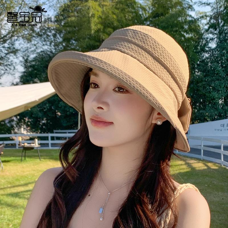 Summer Fashion Versatile Bucket Hat Big Brim Bow Sunscreen Hat Women's Outdoor Outing Sunshade Basin Hat