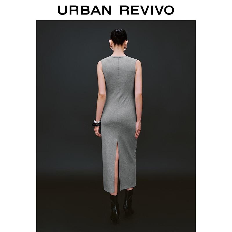 UR2025 Women's Pleated Sleeveless Maxi Dress with Back Slit