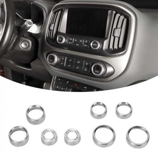 

Silver Radio/screen & climate control knobs Cover For Chevy Colorado/Canyon 14+