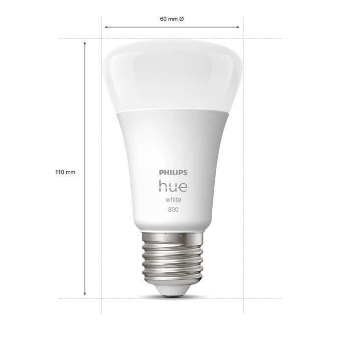 PHILIPS Hue White Ampoules LED Connectées E27 - Compatible Bluetooth Pack De 2