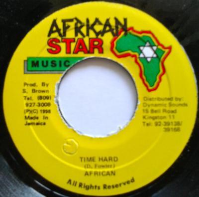 7inch Record AFRICAN - Time Hard NONE African Star Mu 1998 Jamaica Reggae, Ska & Dub Used