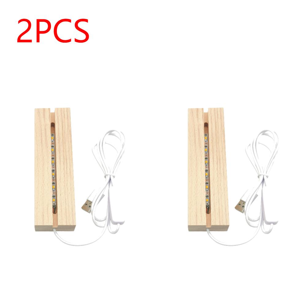

2pcs Warm Light Rectangular Stand LED Wood Display Base for Resin Art/Crystal Statue/Jewelry Display Desk Decor Stand Lamp