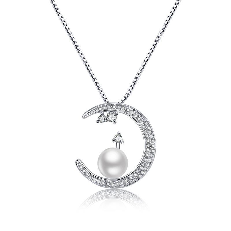 925 Sterling Silver Necklace Pendant 5A Zircon Moon High Quality Fashion Jewelry For Women Men Wedding Birthday Party GiftGood Product