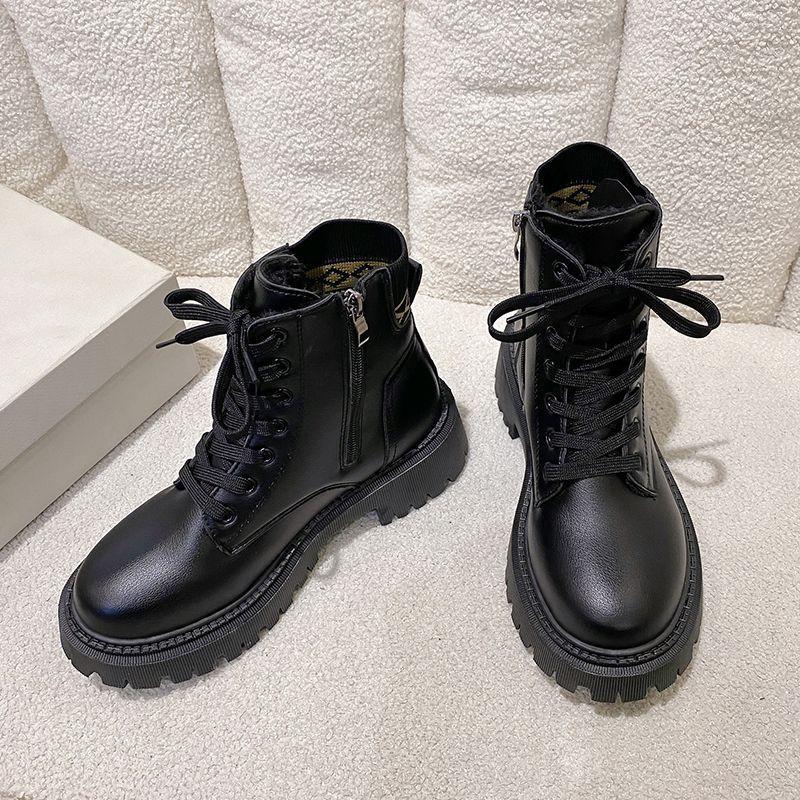 

Женские ботинки мартин осенне-зимние тонкие в британском стиле на высокой платформе, мотоциклетные короткие ботинки, женские модные одинарные ботинки весна-осень 40