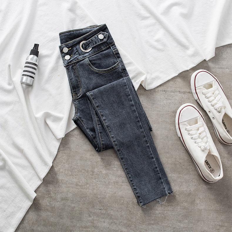 2021 High-Waist Slim Fit Women's Skinny Jeans - Trendy Stretch Pencil Pants for Summer