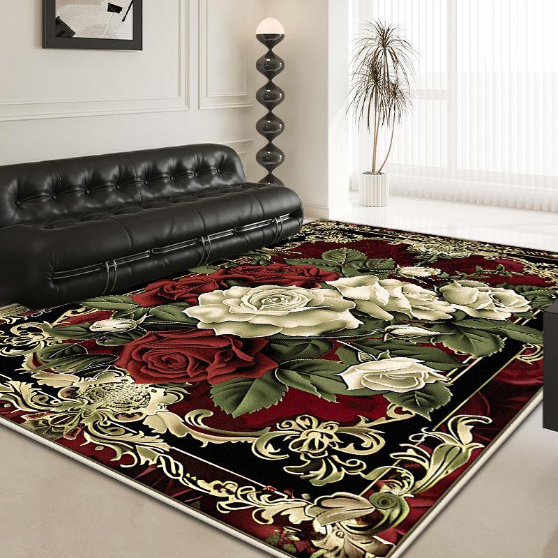 European Style Flower Carpets for Living Room 3D Retro Decoration Home Antiskid Carpet Hall Area Floor Mat Room Decor Large Rug