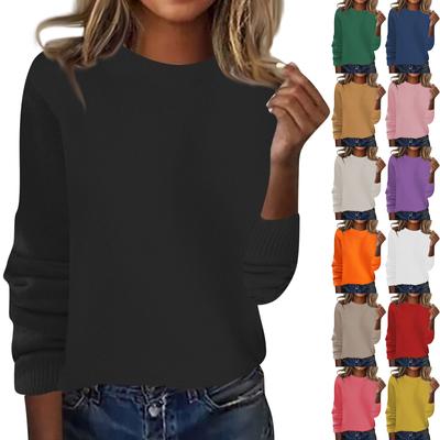 Women's Fashion Loose Round Neck Long Sleeve Bottom Shirt Top Knitted Sweater
