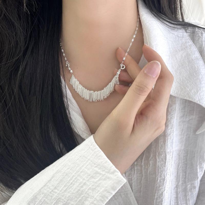 Meier Sterling silver galaxy waterfall tassel necklace - women s fashion versatile high-end choker