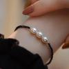 HENGSHENG White Freshwater Pearl Bracelet with Black Spinel Natural Crystal S925 Sterling Silver Bracelet for Women Jewelry Gift