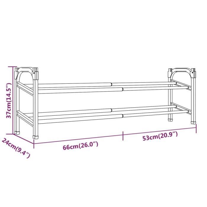 VidaXL Meuble à chaussures extensible avec 2 étagères 119x24x37 cm 344369