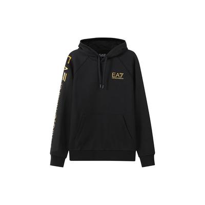 Embroidered Fleece Hooded Long Sleeve Sweatshirt Men Sweatshirt Black Gold 8NPM08-PJ07Z-1203
