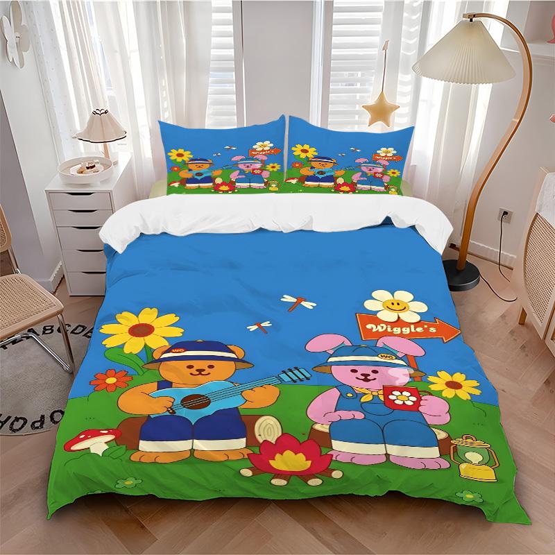 3pcs Bear, Bunny Bedding Set, Suitable for Bedroom Decoration, (Includes 1 Duvet Cover And 2 Pillowcases, Quilt Not Included) Yy250822181
