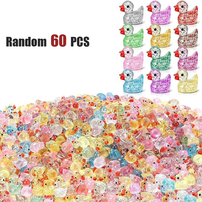10-100Pcs Glitter Miniature Resin Duck Mini Tiny Ducks For Diy Garden Micro Landscape Aquarium Potted Dollhouse Decoration Decor