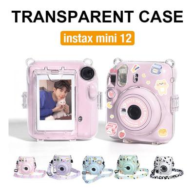[Laborator Film] Carcasă Transparentă pentru Cameră Foto Instax Mini 12, Carcasă de Protecție cu Curea și Autocolante CAA21
