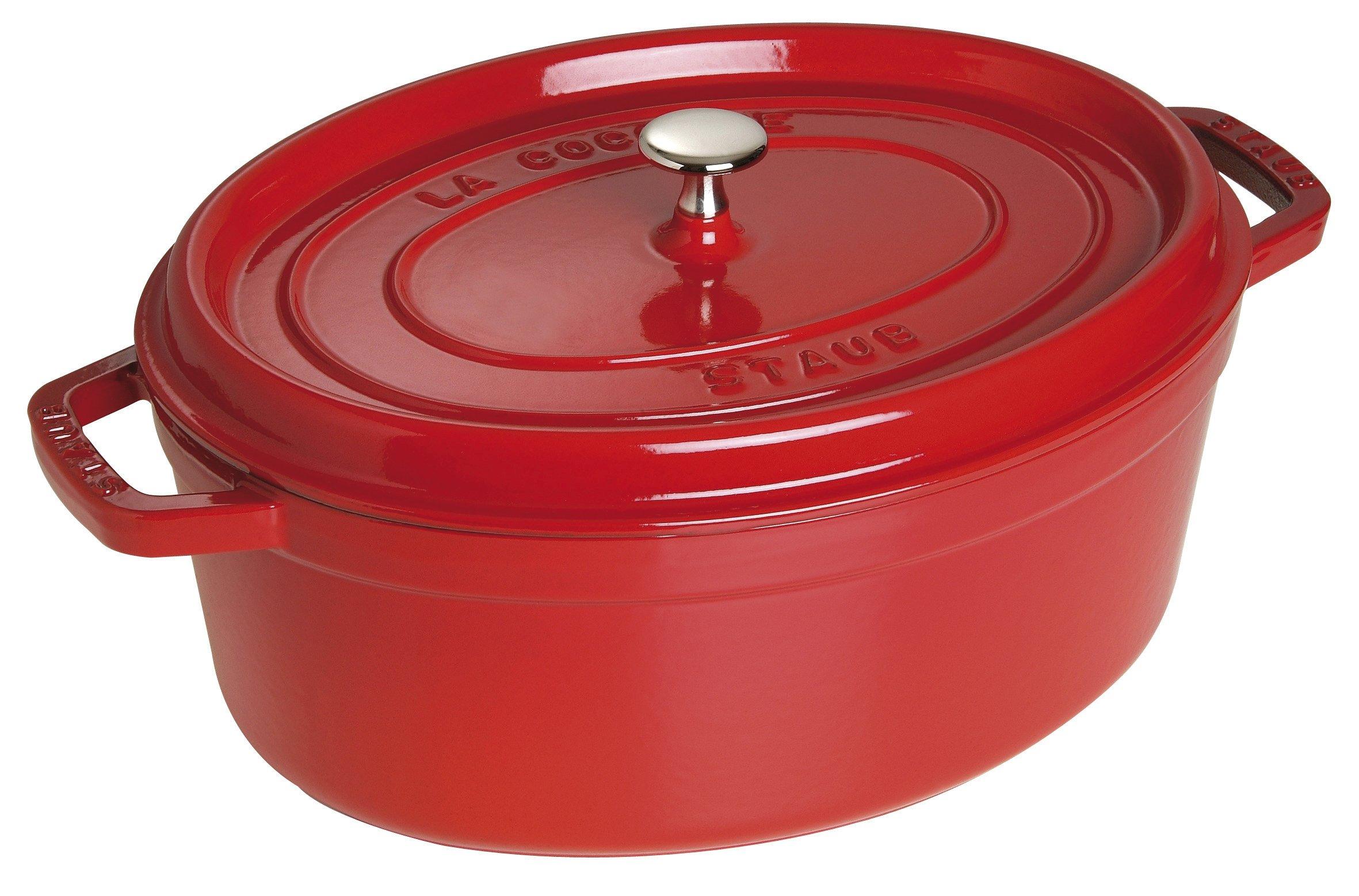 

staub Cocotte Oval Cherry Large Hand Cast Enamel Pot IH Compatible Japanese La Cocotte Oval Pico 37cm [Authorized Product] 40509-876