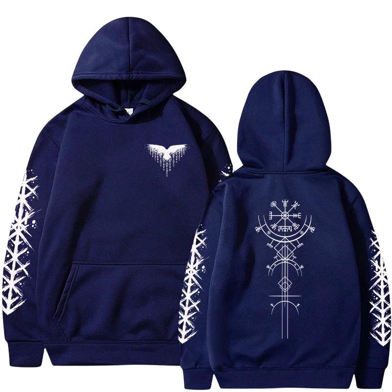 Autumn Winter Men Hoodie Viking Rune Pattern Sweatshirt Comfort Warm Casual Coat Outdoor Home High Quality Fashion