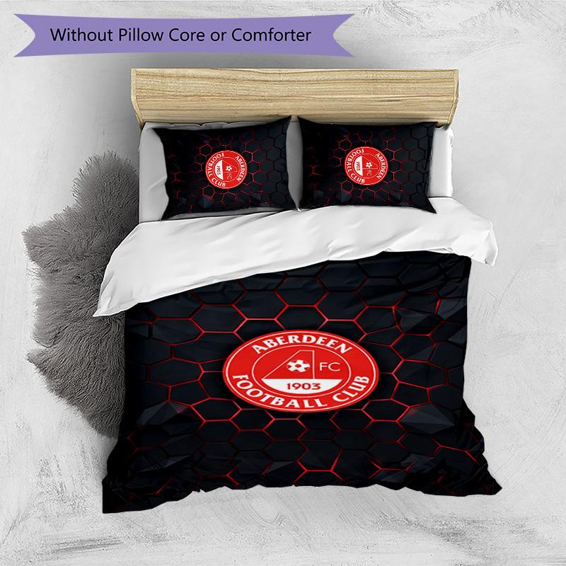 Set Biancheria da Letto Stampato Aberdeen FC 3 Pezzi Copripiumino Traspirante con Federe Biancheria da Letto Decorativa per Camera da Letto Casa