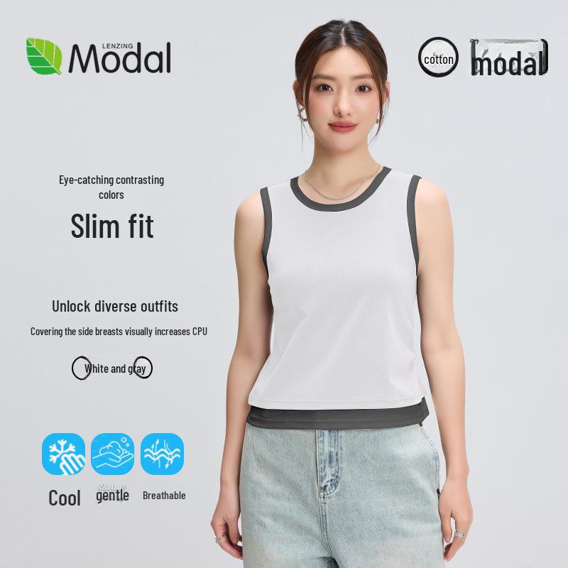 

Многослойный женский жилет в корейском стиле, летний образ из двух частей, хлопок Lanjing Mo, I-образный крой