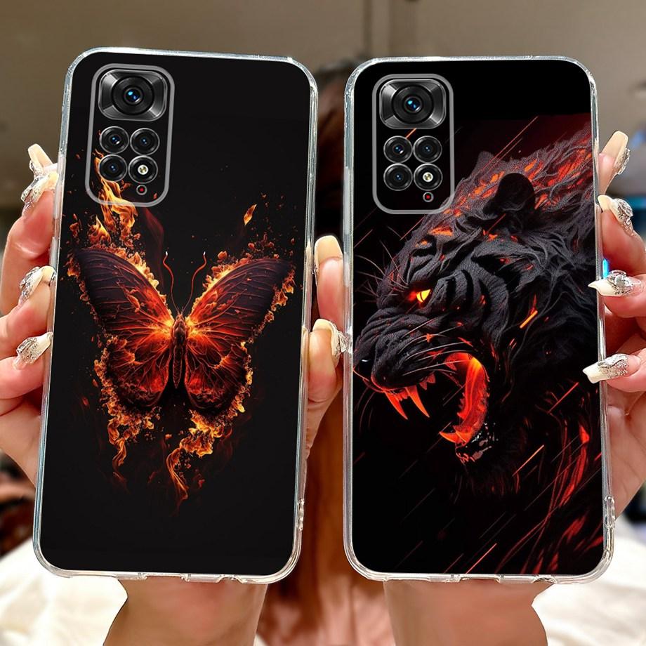 Funda For Xiaomi Redmi Note 11 Pro Note 12 Pro 4G Case Note11 11S Soft Silicone Bumper Goth Cool Dragon Tiger Cartoon Back Cover