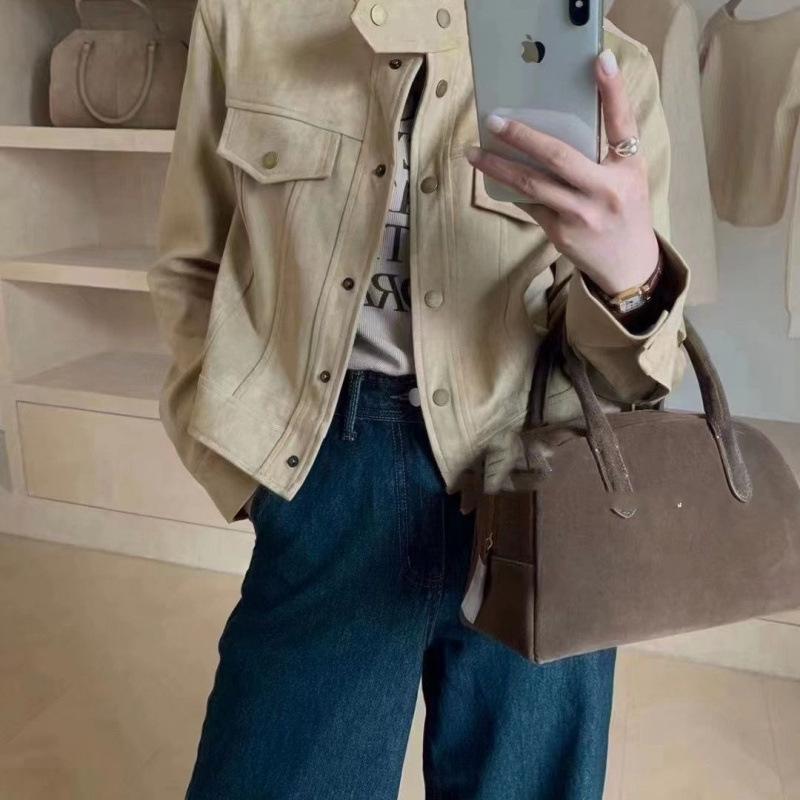 Women's Autumn-Winter Korean Style Suede Jacket - Slimming, Loose Fit, Short Length, Long Sleeves