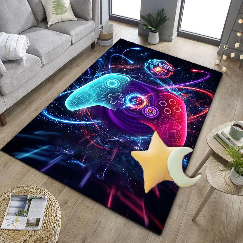 Neon Gaming Controller Office Rug Chair Mat, Game Carpet, Suitable for Front Door, Bedroom, Living Room, Desk, Holiday Gift