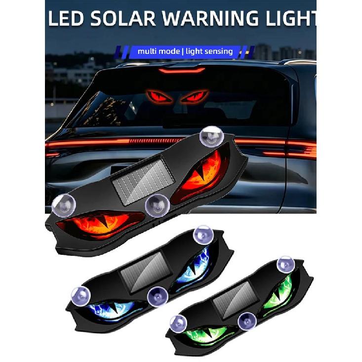 Solar Power Car Demon Eye Light Rechargeable Car Window Light Cool Flashing Warning Light Dynamic Safety Vehicle Signal Lights Dome Lights 6