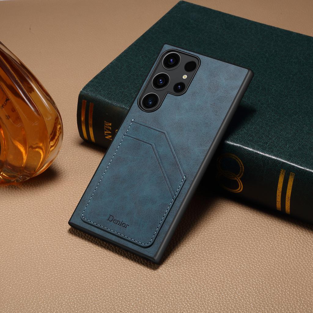 Denior Applicable Samsung S23Ultra Retro Leather Pattern Mobile Phone Case S23FE Card Anti-drop S24 Leather Case A05S