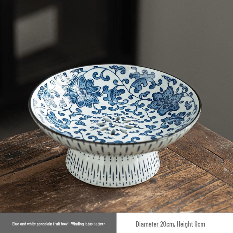Chaxun Entwined Lotus Ceramic Draining Tea Tray