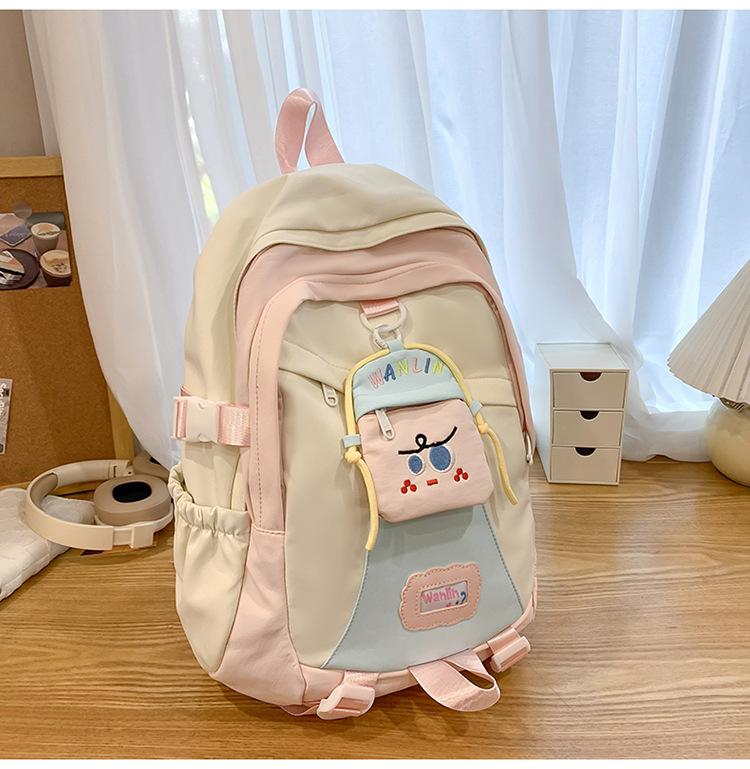 

Mori sweet girl backpack niche design lightweight egg yolk backpack fashionable new cute mini schoolbag розовый