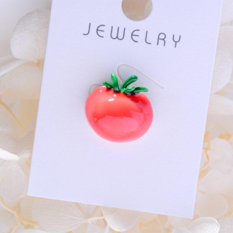 Blucome Roztomilé smaltované brože ve tvaru rajčat pro ženy Muži Špendlíky s límcem do klopy