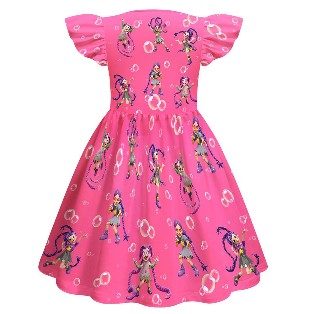 83039 Kids Girls Lily Lovebraids Game Anime Print Short Sleeves Dresses