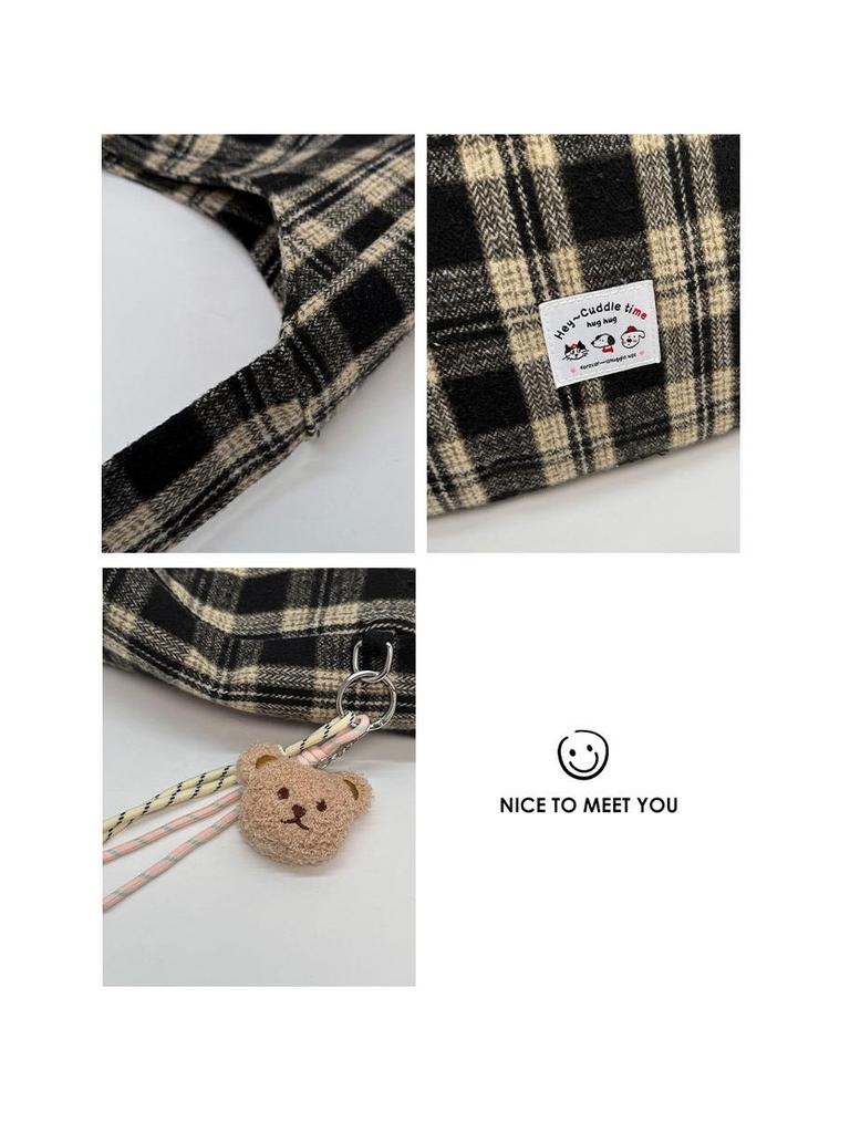 Lightweight Retro Plaid Tote Bag - Versatile, Large Capacity for Class, Shopping, or Commute