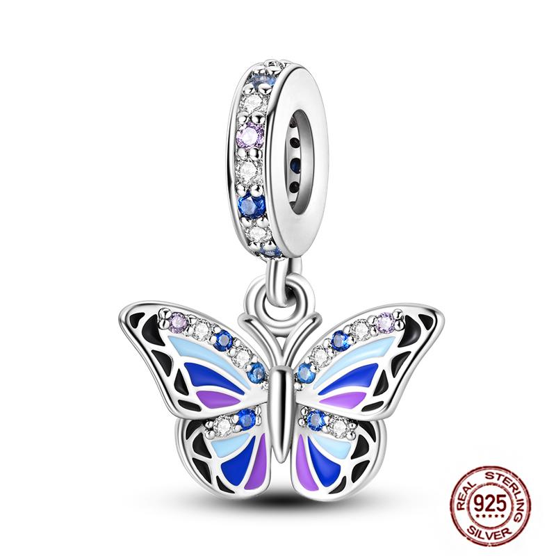 Blue Series Charms Plata Copper Evil Eye Moon Airplane Dolphin Sea Turtle Love Mini Beads For Bracelet Diy Jewelry