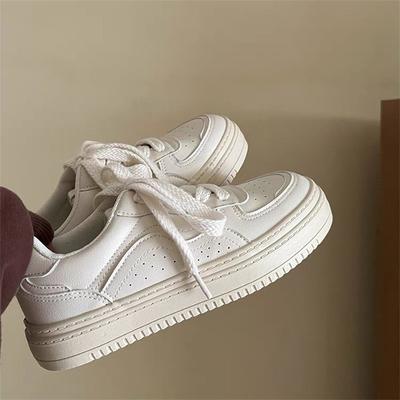 Breathable Leather Surface Super Soft Little White Shoes Women's Platform Students Versatile Niche Design Board Shoes Breathable Height