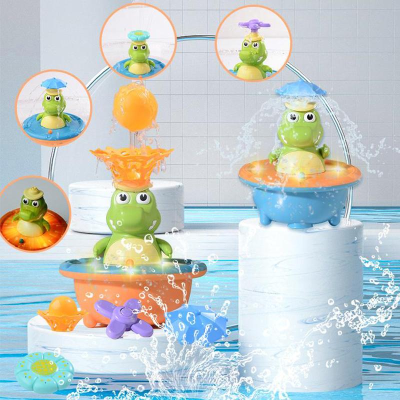 1 Set Bath Toys For Toddlers - Light Up Crocodile Fountain With 4 Spray Modes, ABS Plastic Bath Toy For Bathroom & Swimming Pool