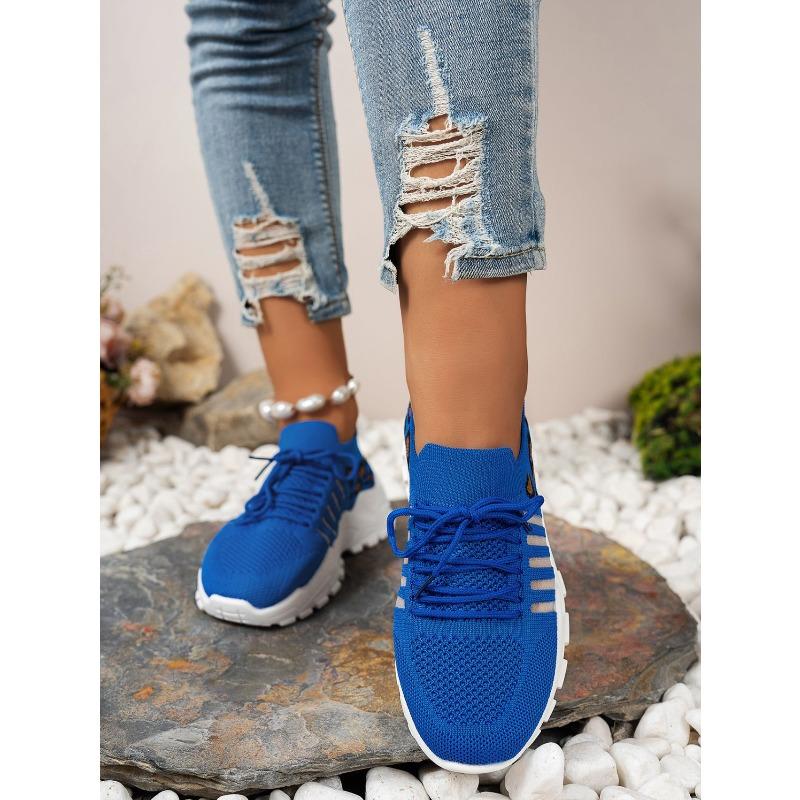 Women's Breathable Knit Mesh Casual Sports Shoes, Round-Toe Wave-Sole Leopard-Print Style, Available In Large Sizes.