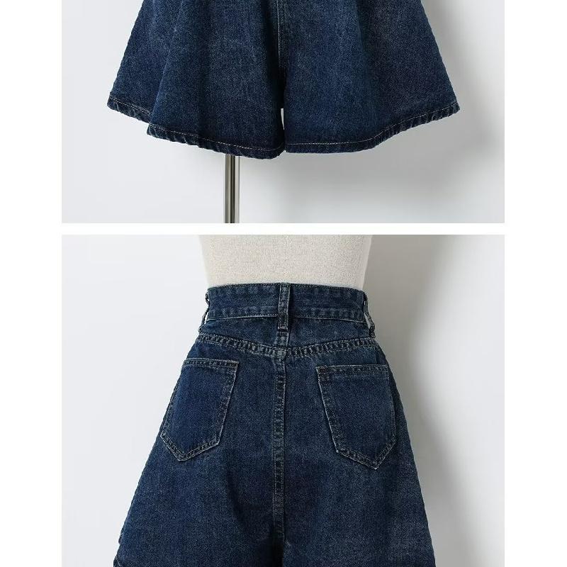 Pantalones cortos vaqueros vintage de talla grande para mujer, ligeros, de corte holgado, adelgazantes, de cintura alta, pierna recta, pierna ancha