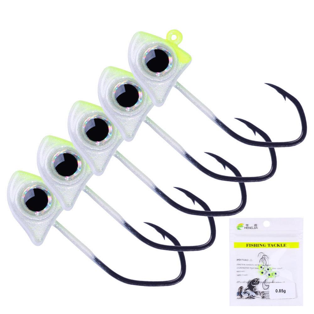 Micro Lure Jig Head HookTTail Soft Bait Set5PCSSmall-sized Mandarin Fish Special Fake Bait for Upturned Mouth