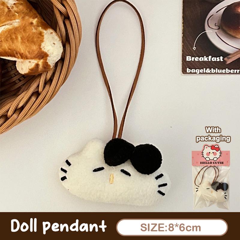

Милый плюшевый брелок в виде кошки, мультяшный котенок, мягкая набивная кукла-подвеска, декор для рюкзака/сумки, детский подарок чёрный