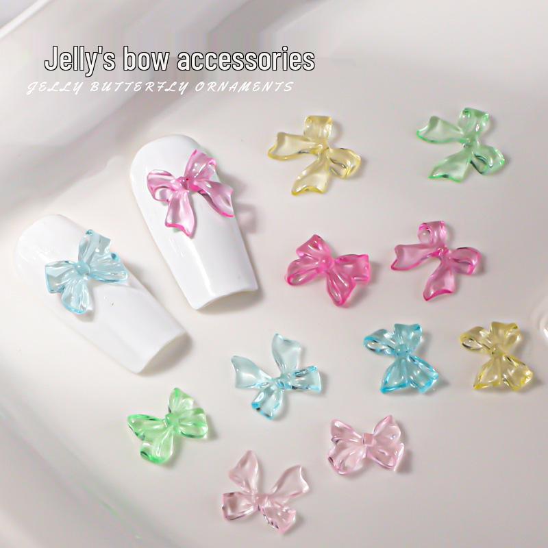 

3D Translucent Resin Bow Jelly Nail Art Accessories