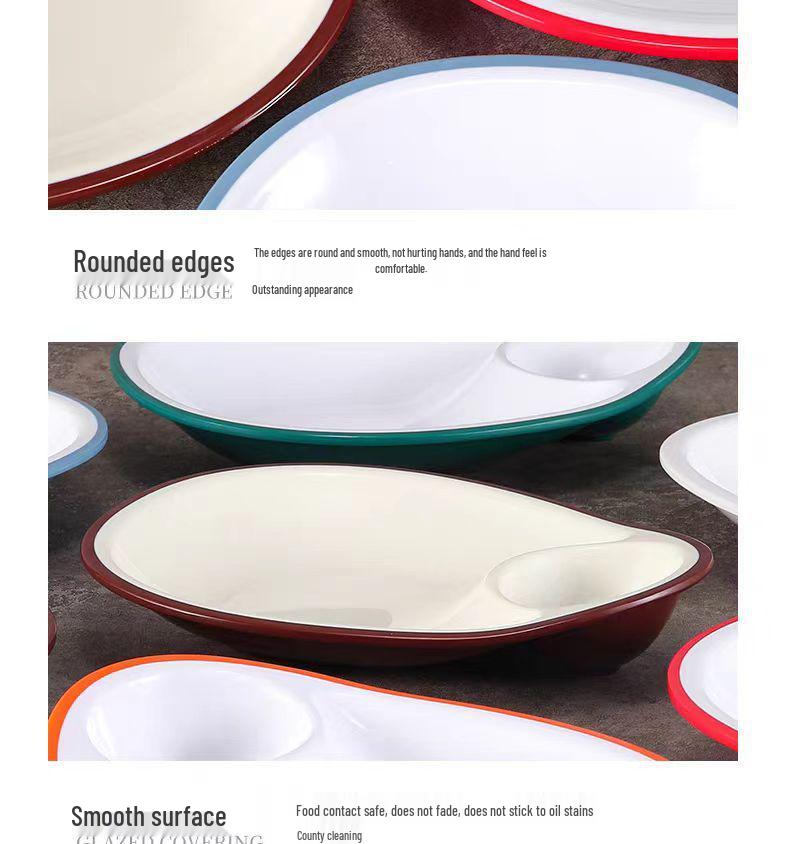 Melamine Divided Plate with Vinegar Dish for Dumplings, Shrimp, Cold Dishes, Snacks.
