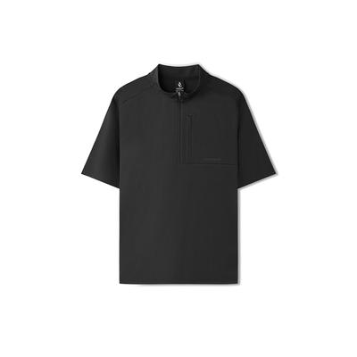 Solid Color Casual Fashion Versatile Quick-Dry Sun Protection Short Sleeve Polo Shirt Men Tops Deep-Night-Black L225M040-03B6