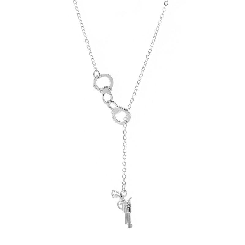 Handcuff & Gun Lariat Necklace Fifty Shades of Grey Pendant Necklace Women Fashion Sexy Jewelry