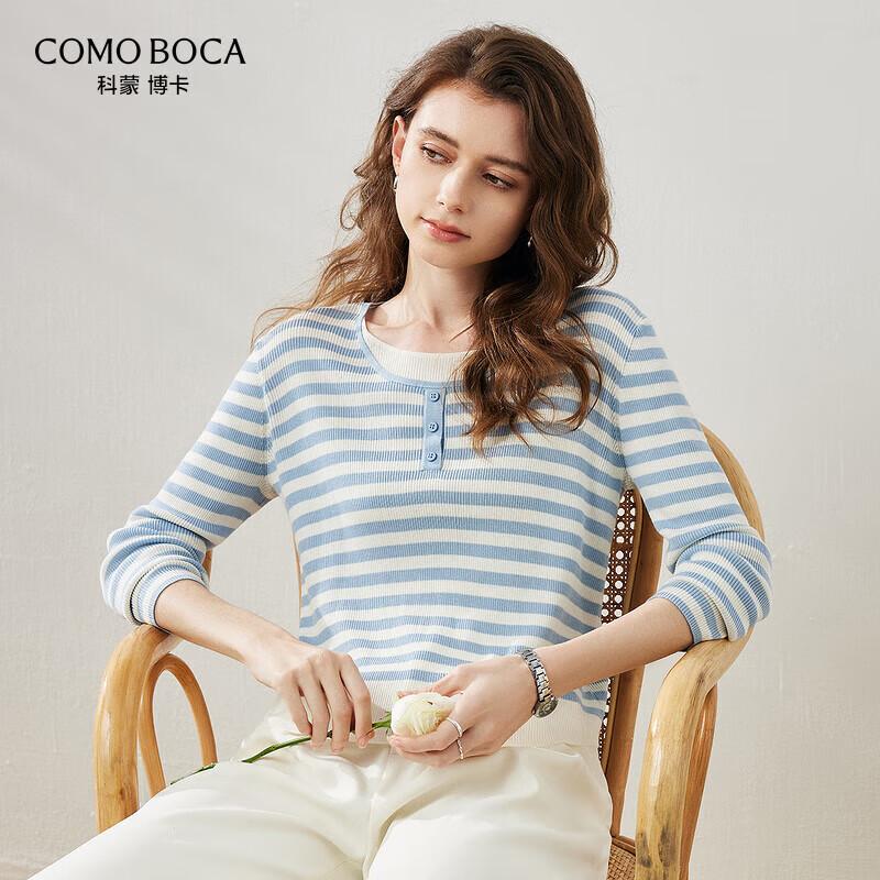 Women's Lyocell Stripe Faux Two-piece Long Sleeve Knit Top