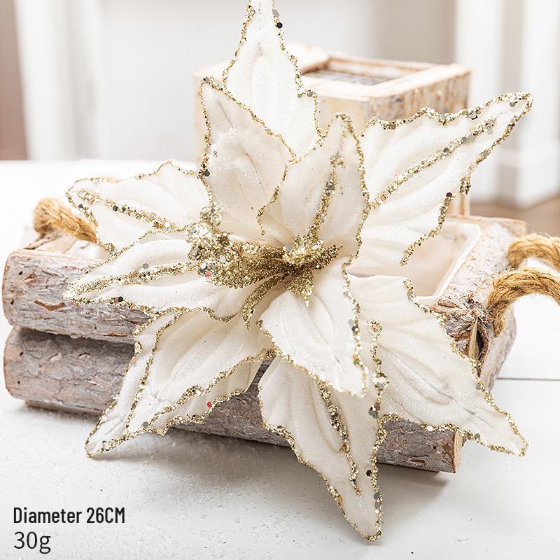 Luxurious 26CM Red & Gold Velvet Sequin Artificial Christmas Flower Tree Decoration