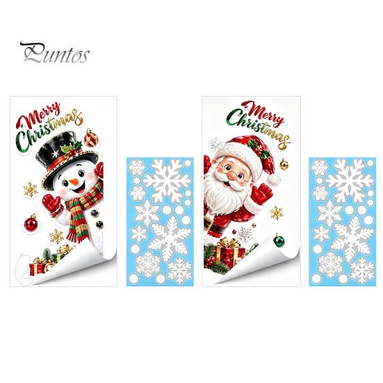 Snowflake Static Clings Christmas Window Clings, Santa Snowman PVC Stickers, Waterproof Creative Xmas Gift Decor Glass Decals for Home Shop