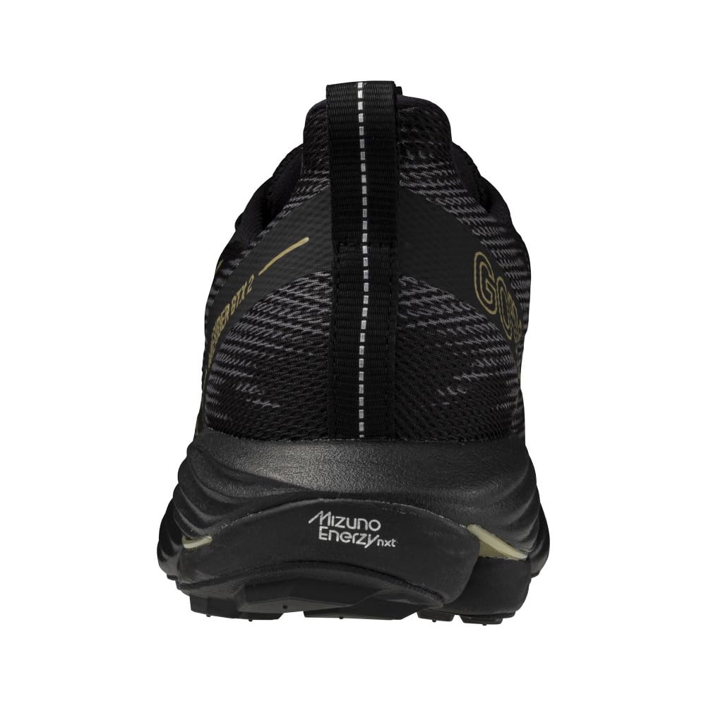 Mizuno Wave Rider GTX 2 Беговые Толстые Черные x 2E Обувь Gore-Tex, Бег трусцой, Марафон, Тренировки, Спорт, Легкие, Упругие, Подошва, Золотые, 27.0 см,
